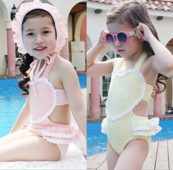 韓國泳裝女童夏裝韓版蕾絲三件套分體式比基尼兒童泳衣